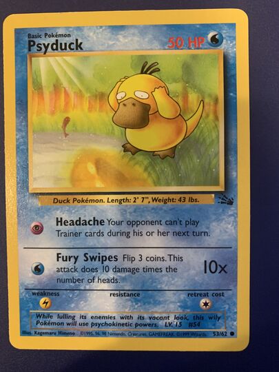 1999 Psyduck 53/62 Fossil Item Image